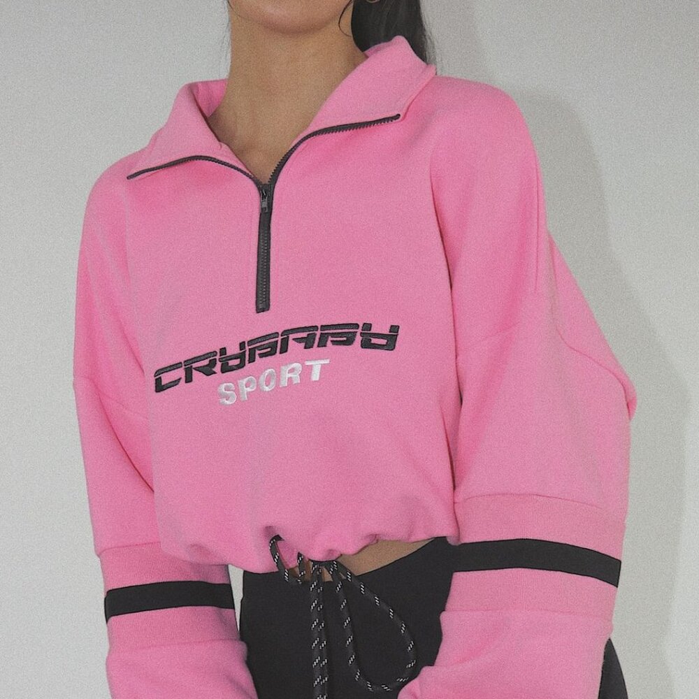 crybaby pink sport half-zip drawstring pullover ♡